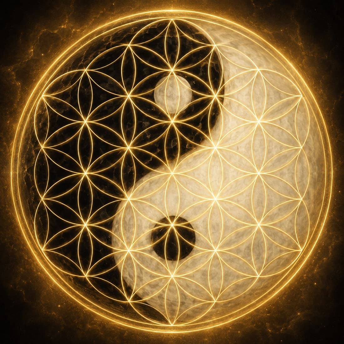 Fleur de vie et yin-yang · symbole d'équilibre énergétique
